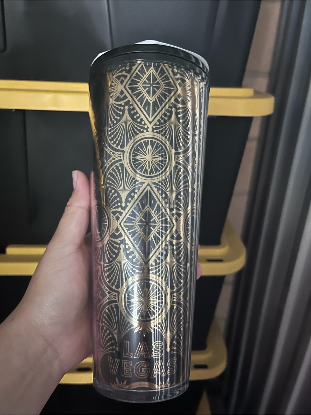 Las Vegas Gold & Black Decorative Travel Tumbler - Starbucks